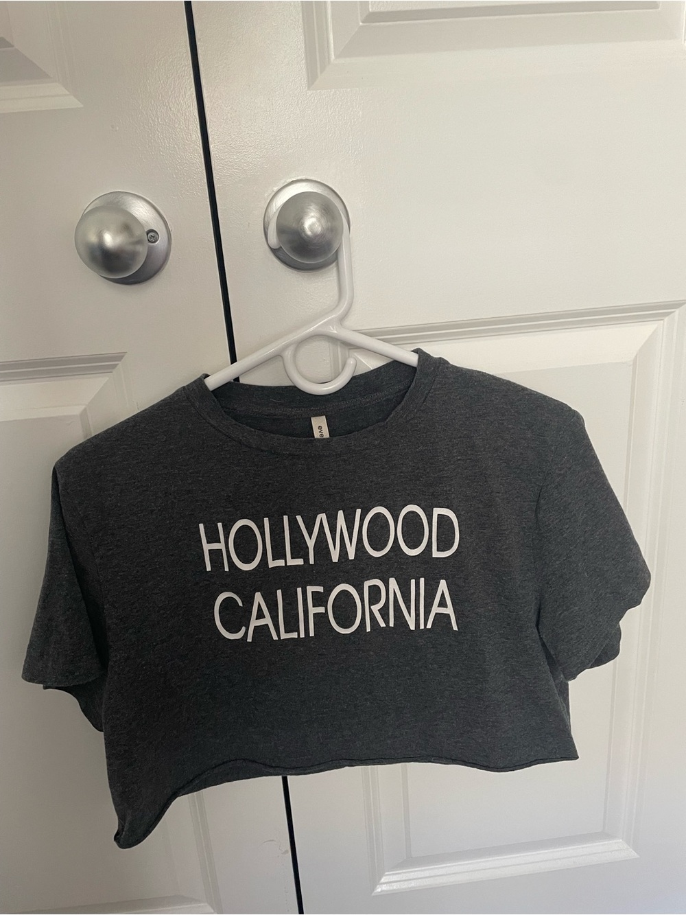 Hollywood California Crop T-Shirt - Dark Gray with White Print